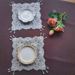 Set de table blanc brodé main perles