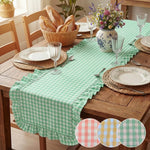 nappe table gingham vert rose jaune rustique carrés mariage décoration printemps été