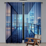 rideau moderne bleu imprimé ville semi transparent contemporain 75x166cm 105x230cm 130x210cm polyester