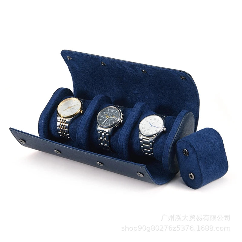 Boîte à montres voyage bleue avec fermeture éclair