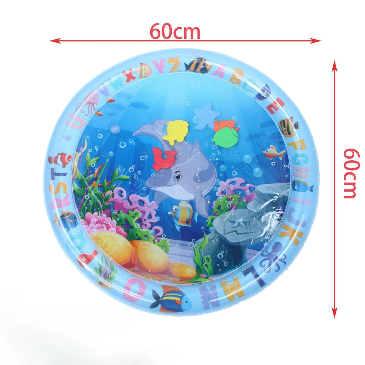 tapis rond sous marin enfants animaux bleu motifs poissons coraux semi transparent 60x60cm 100x100cm
