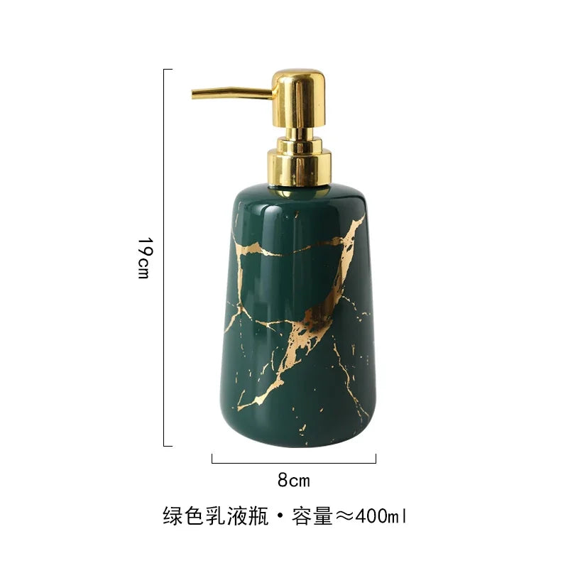 ensemble vaisselle salle bain moderne blanc noir vert foncé marbre doré