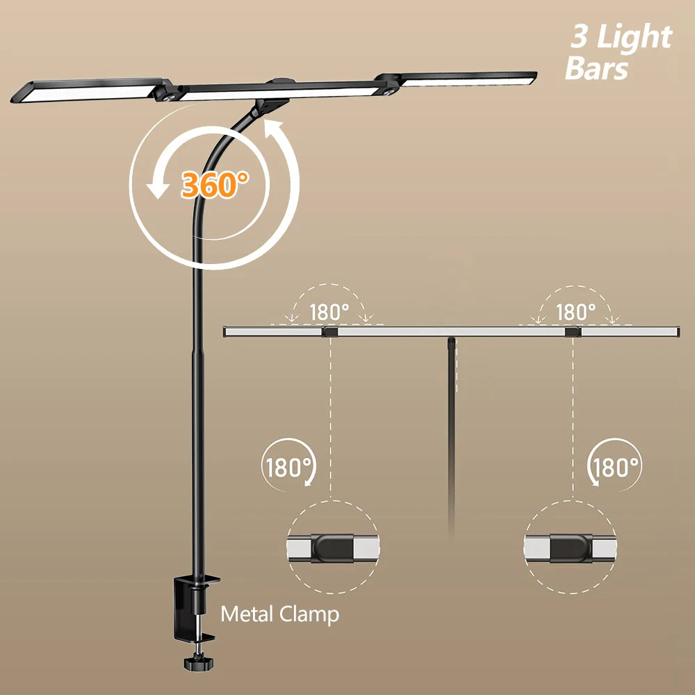 lampe led têtes couleurs 10 niveaux réglage télécommande moderne noire pince métalliqueflux lumineuxvariable