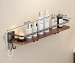 étagère salle bain bois marron foncé moderne fixée mur sans perçage réutilisable multifonctionnelle