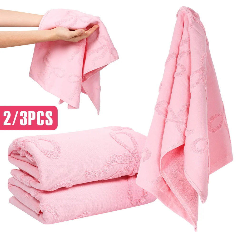 serviettes bain coton embossées rose moderne haute absorption 75x35cm set pièces