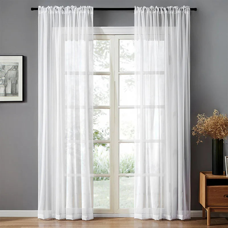 rideau tulle transparent blanc plissé élégant romantique mariage festivité tringle