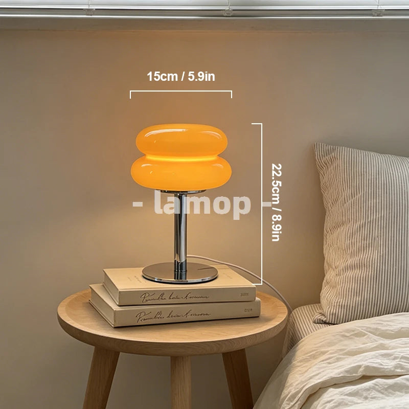 lampe table moderne verre orange rond flux lumineux 60 249 led sans fixation visible