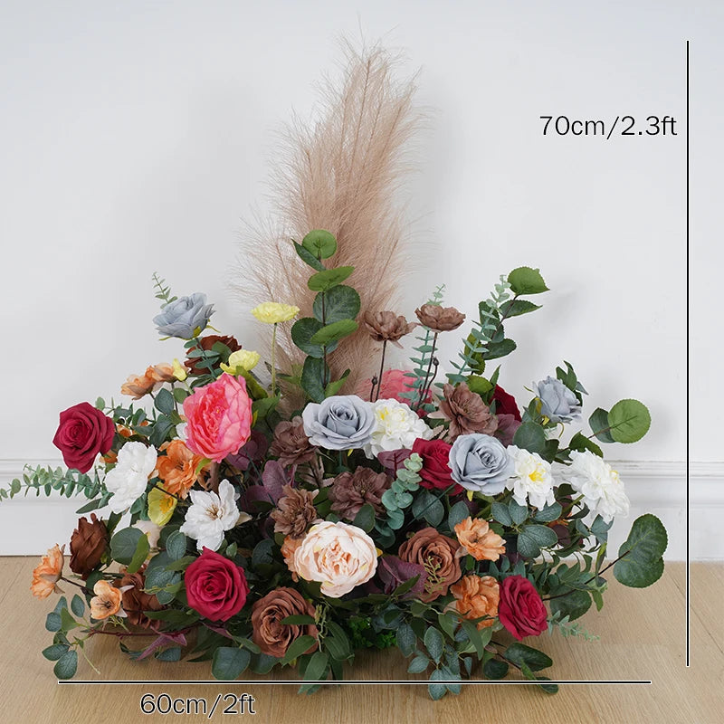 arche fleurs artificielles romantique bouquet feuilles vertes anniversaire mariage deco exterieur