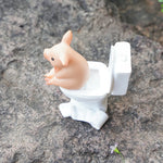 figurine porc rose toilette blanche décorative résine moderne cartoon rouleau papier toilette assis
