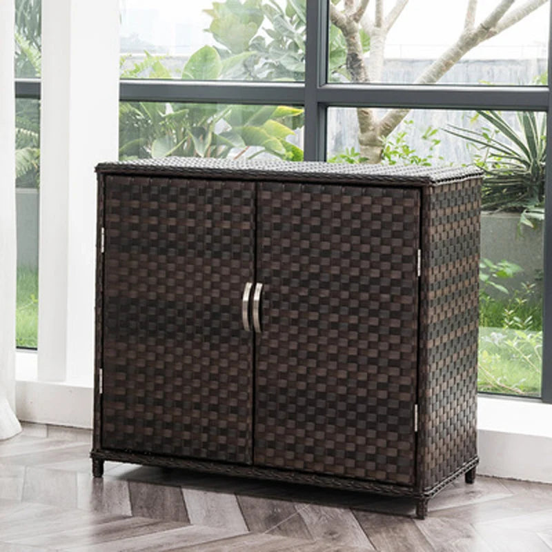 meuble rotin moderne étagère chaussures balcon rangement tissage marron simple minimaliste porte unique
