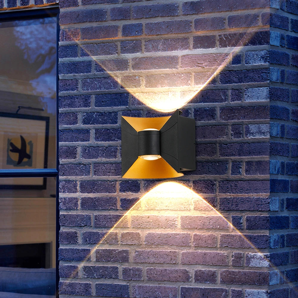 applique murale led noir moderne ip65 contemporaine diffuseur doré minimalisteextérieurintérieur