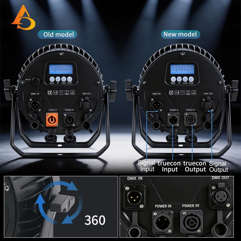 projecteur led scène professionnel rgbw uv étanche ip65 dmx noir moderne