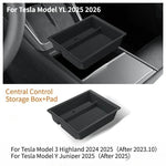 boîte rangement central tesla model noir texture flanelle pratique silicone moderne
