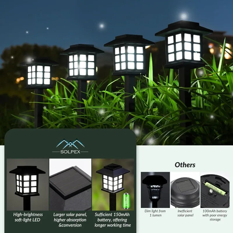 lampes solaires extérieures noires carreaux blancs moderne ip65 led jardin camping