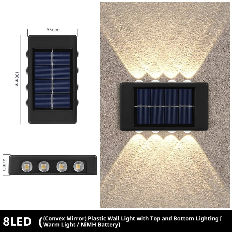 lampe murale solaire noire moderne panneau solaire blanc led extérieure jardin paysage