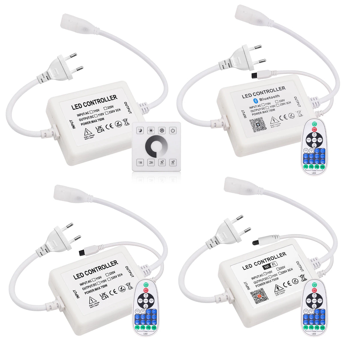 contrôleur led bluetooth wifi 750w 23touches télécommande ir moderne blanc
