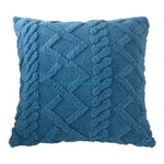taie d'oreiller double face polyester coton bleu motif géométrique moderne adhésif 43cm 43cm