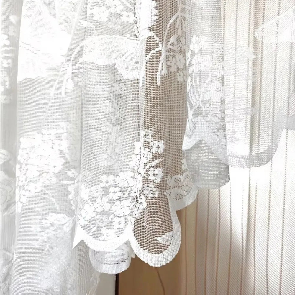 rideau blanc floral transparent poche tringle moderne décoration maison vintage