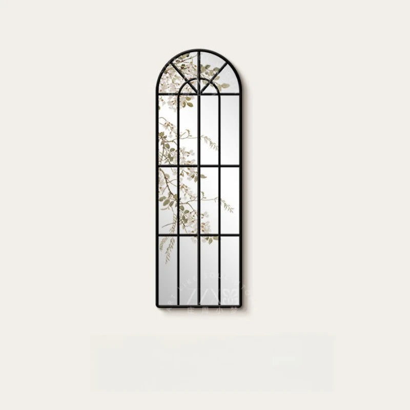miroir mural noir classique fleurs gravées salon chambre