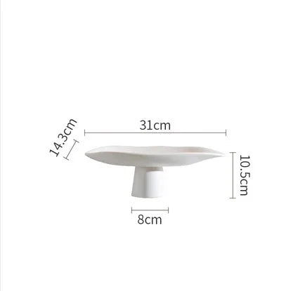support fruits céramique blanc noir moderne assiette dessert gâteaux collations rangement plateau lisse