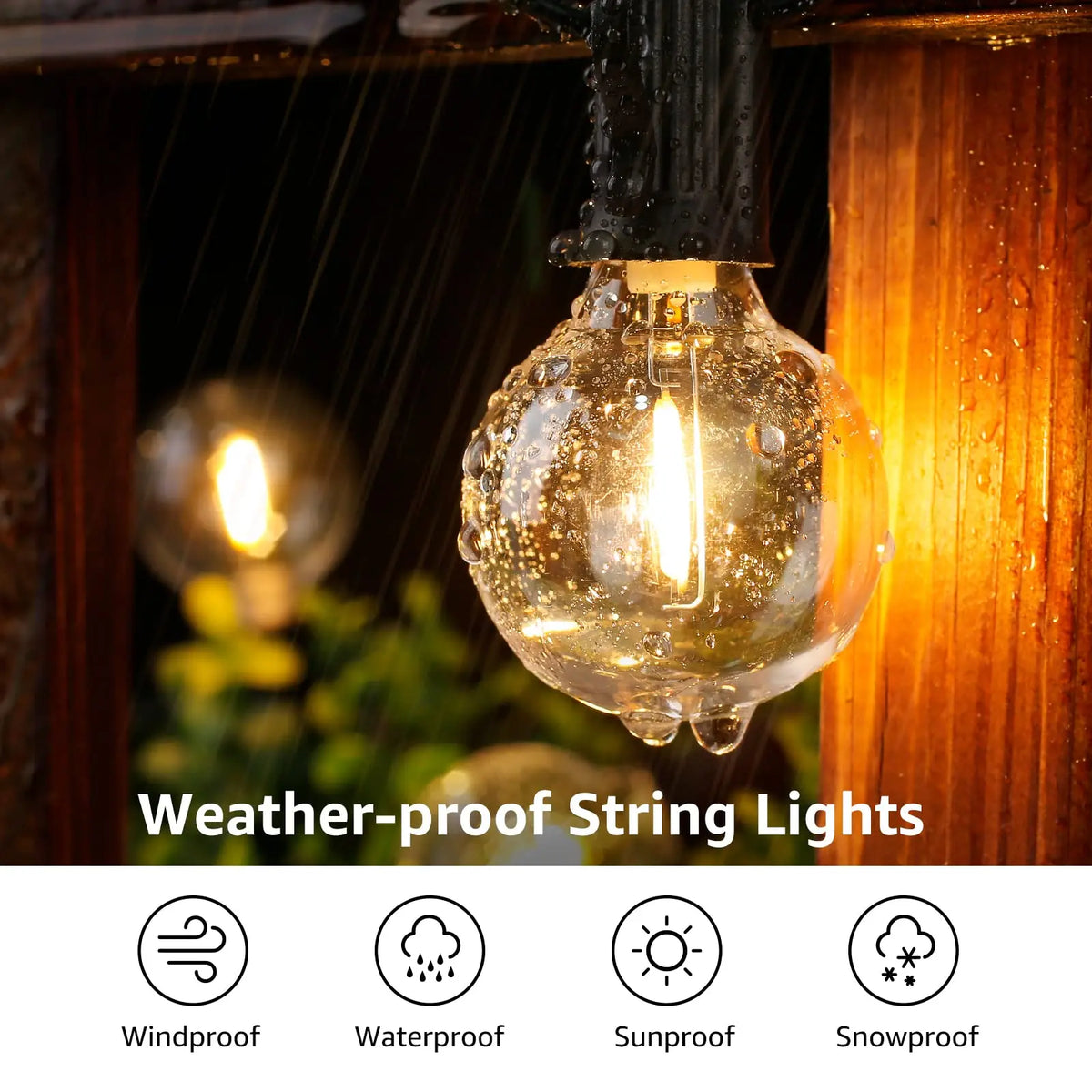 guirlande lumineuse extérieure 65 pieds led dimmable prise e12 g40 globe transparent industrielle vintage
