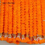 guirlande fleurs artificielles marigold d'Inde orange jaune rouge festives décoration pompons clochettes festive indienne