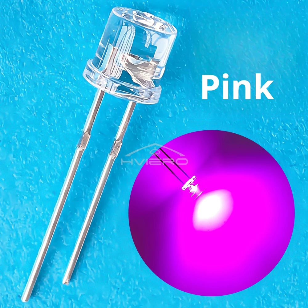 diodes led transparentes 5mm blanc rouge rose jaune bleu ultra lumineuses 20000mcd modernes 100