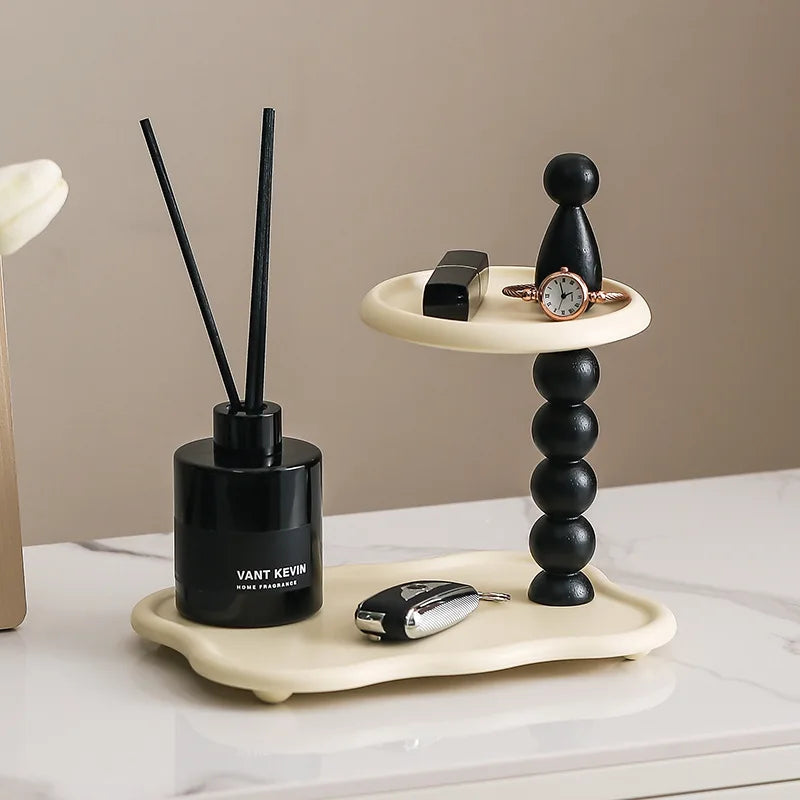 plateau decoratif moderne distributeur mouchoirs diffuseur parfum transparent minimaliste clés montre cartes vœux mouchoirs
