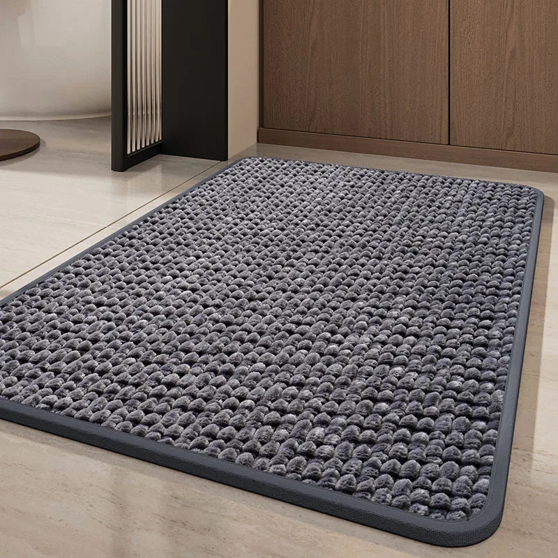 tapis bain antidérapant résistant décoloration texture boule coton moderne beige marron ovale carré polyester