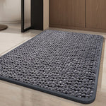 tapis bain antidérapant résistant décoloration texture boule coton moderne beige marron ovale carré polyester