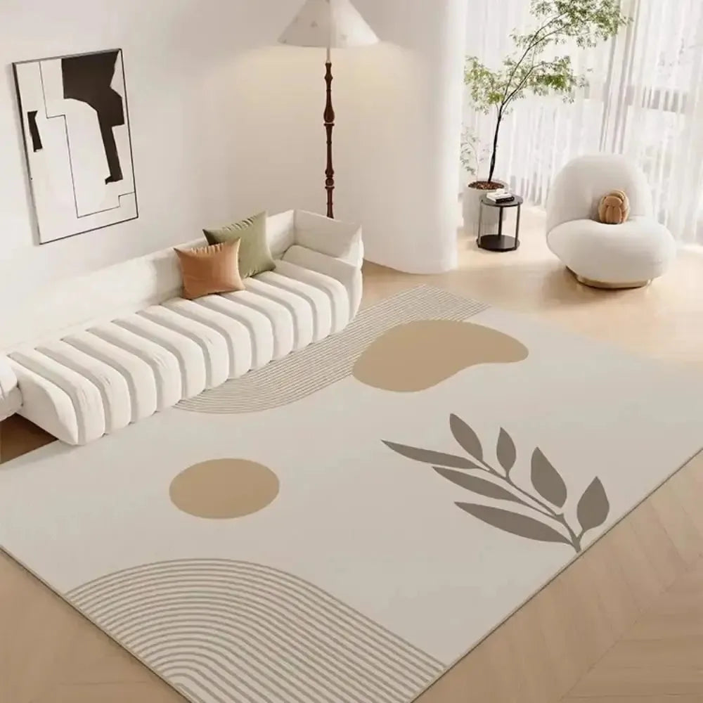 tapis géométrique moderne beige gris bleu rose salon chambre prière simple abstrait polyester