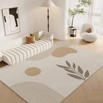 tapis géométrique moderne beige gris bleu rose salon chambre prière simple abstrait polyester
