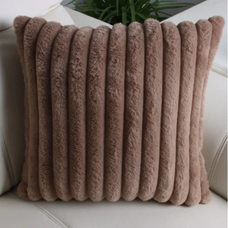 taie d'oreiller moderne rayée coussin plush blanc respectueux environnement simple hospitalière 45x45cm