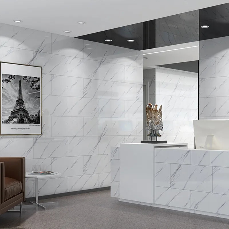 autocollant sol mur cuisine salle bain imitation marbre gris blanc vinyle adhésif décoratif