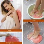 brosse douche exfoliante silicone bleu rose gris texturée points moderne pratique suction cup