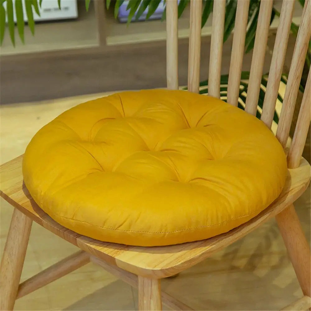 coussin rond doux uni moderne 40cm diamètre 6cm épais bleu clair rose pâle grisclair