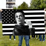 drapeau noir blanc rayures étoiles graphique eyelets opaques accrochable publicité cadeau anniversaire noël