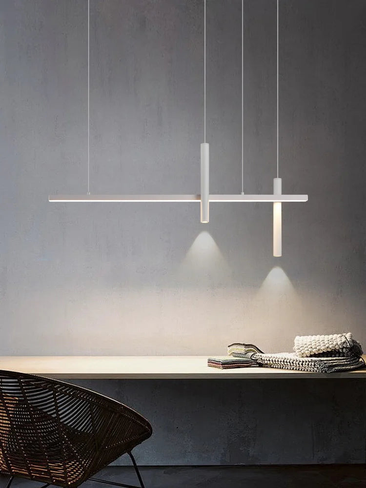 lampe suspension linéaire moderne noir aluminium salle manger cuisine bar salon