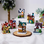 décorations noël maisons lumineuses multicolores motifs traditionnels résine vintage guirlandes lumineuses toits chaume fenêtres