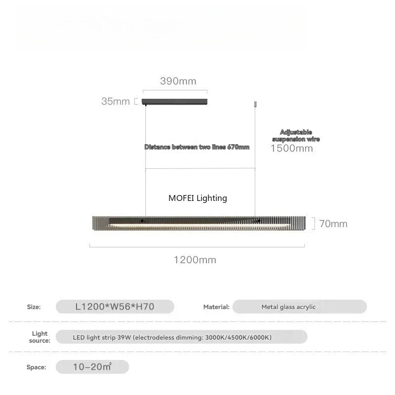 luminaire suspension moderne noir linéaire long lustre cuisine table manger salon intérieur épuré