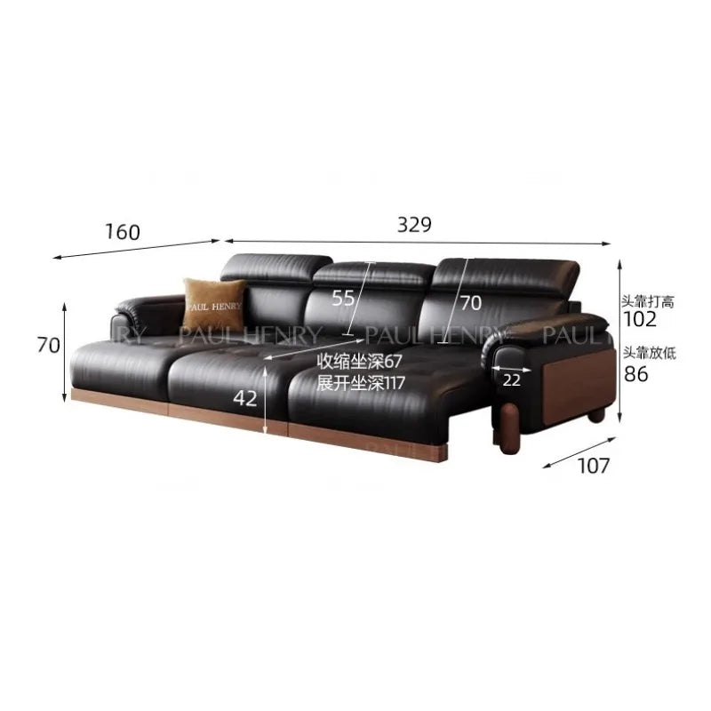 canapé d'angle moderne simili cuir noir confortable coussin marron salon adulte