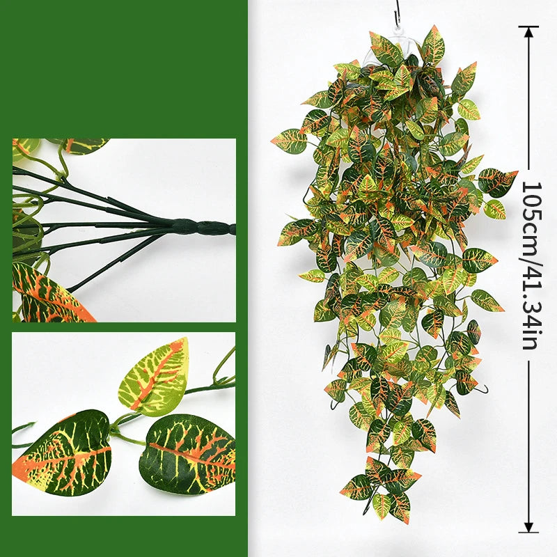 Guirlande végétale artificielle 105cm feuilles ovales vertes brillantes décoration naturelle extérieure intérieure mariage fête