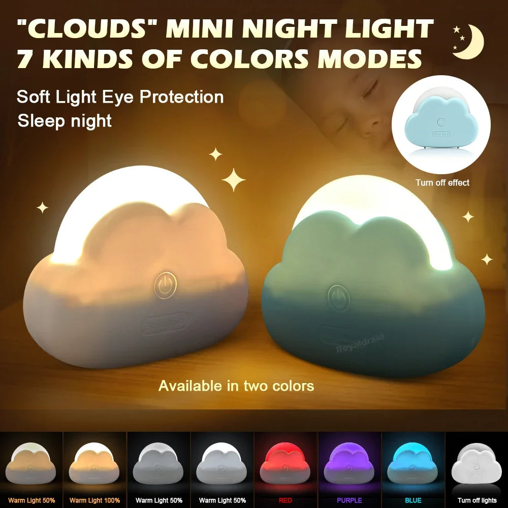 lampe nuit nuage blanche bleu rechargeable usb moderne minimaliste