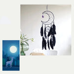 décoration murale attrape rêves noir plumes filigrane pierre semi précieuse boho ethnique chambre coucher