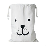 sacs cordons blancs motifs animaux ours chien panda enfants rangement chambre coucher