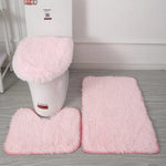 tapis toilette rose violet gris clair peluche points moderne antidérapant ensemble trois pièces