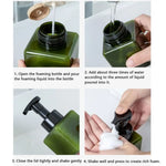 distributeur savon liquide bleu vert transparent contemporain 250ml 450ml 650ml pompe bouchon rechargeableextérieurvoyage