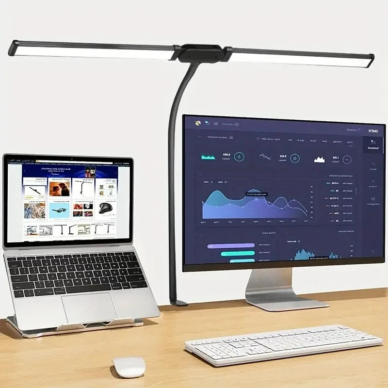 lampe double tête led noir moderne gooseneck adaptable usb étude lecture piano