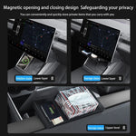 rangement voiture adhésif ouverture magnétique écran tableau bord compatible tesla moderne minimaliste