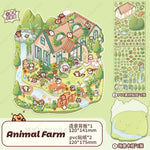 autocollants cartoon scènes miniatures animaux paysages multicolores opaques détaillés enfants